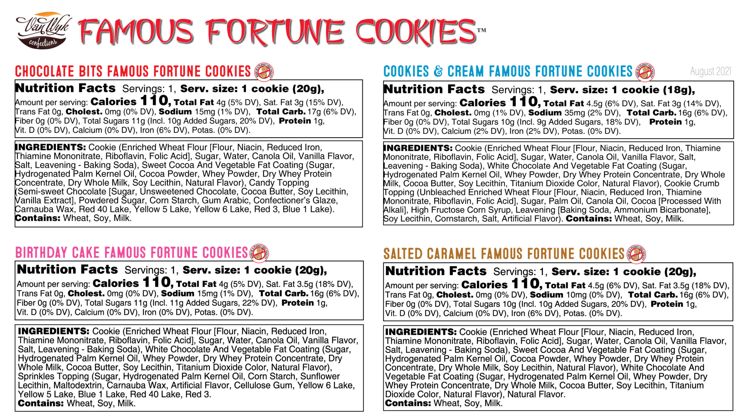 Famous Fortune Cookies Nutrition Facts and Ingredients