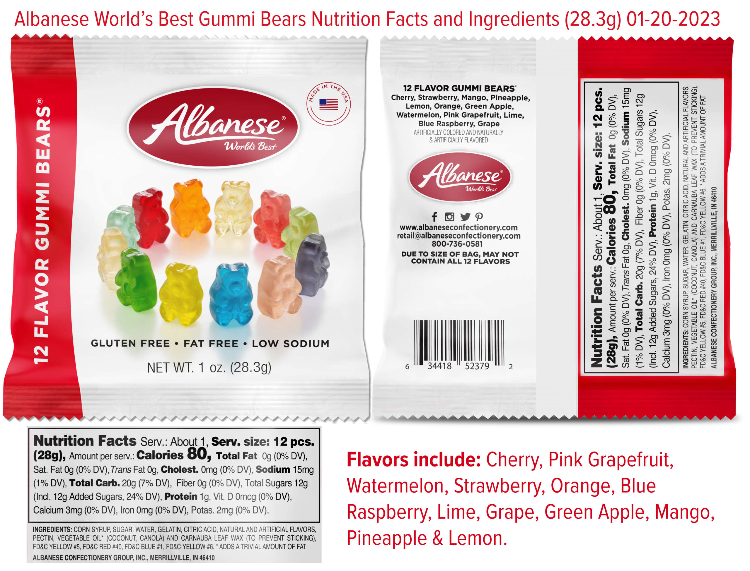 Albanese Gummi Bears Nutrition Facts and Ingredients