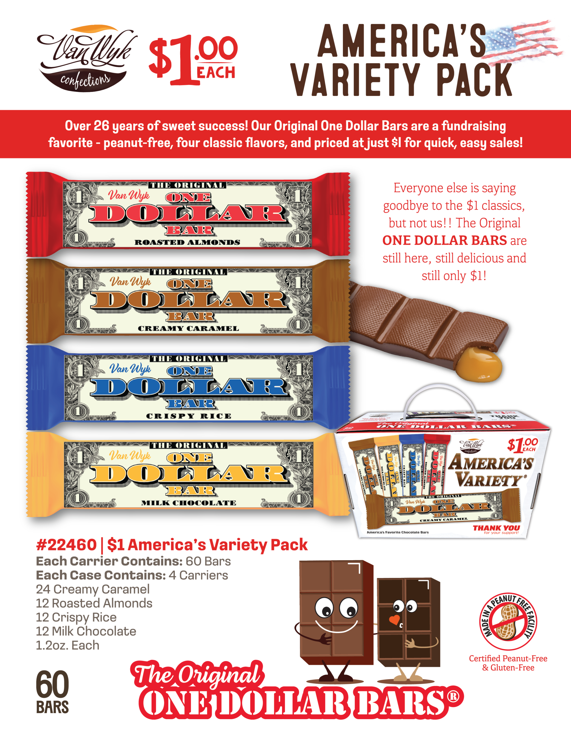 America's Variety Pack One Dollar Bars Chocolate Fundraising
